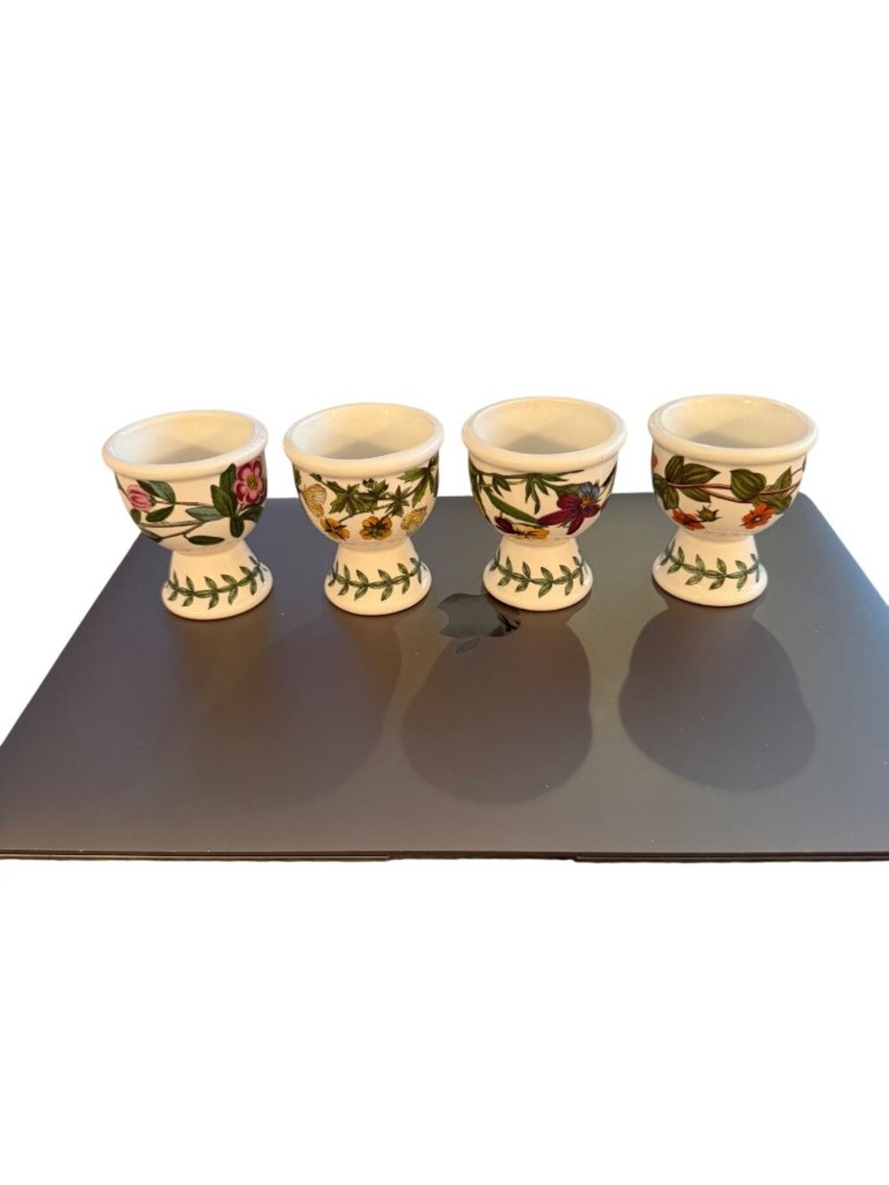 Portmeirion Botanic Garden Set of 4 Pedestal Style Ceramic Egg Cups Vintage